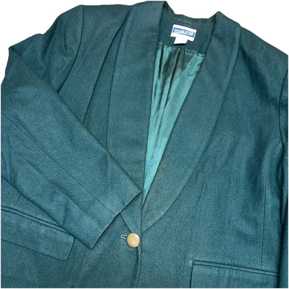 Vintage Pendleton Jungle‎ Green 100% Virgin Wool Blazer Suit Jacket Women's 16W